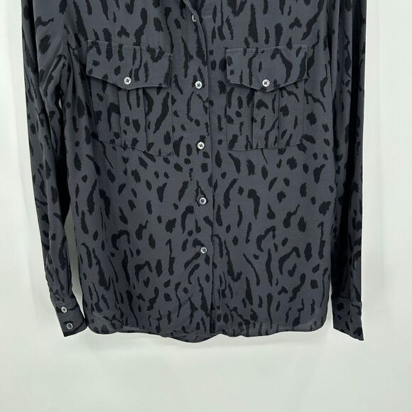 RAILS Womens Rhett Gray Black Cheetah Print Lightweight Button Up Blouse Size XS - Picture 5 of 8